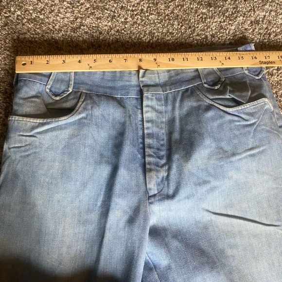 Vintage Wrangler Jeans Mens 32x30 Blue 70s Flare Bell Bottoms Western Pearl Snap - Picture 4 of 8